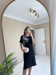 Yakası Gül Detaylı Basic Elbise