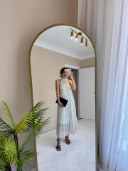 Halter Yaka Puantiyeli Elbise