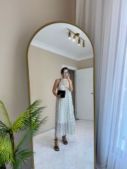 Halter Yaka Puantiyeli Elbise