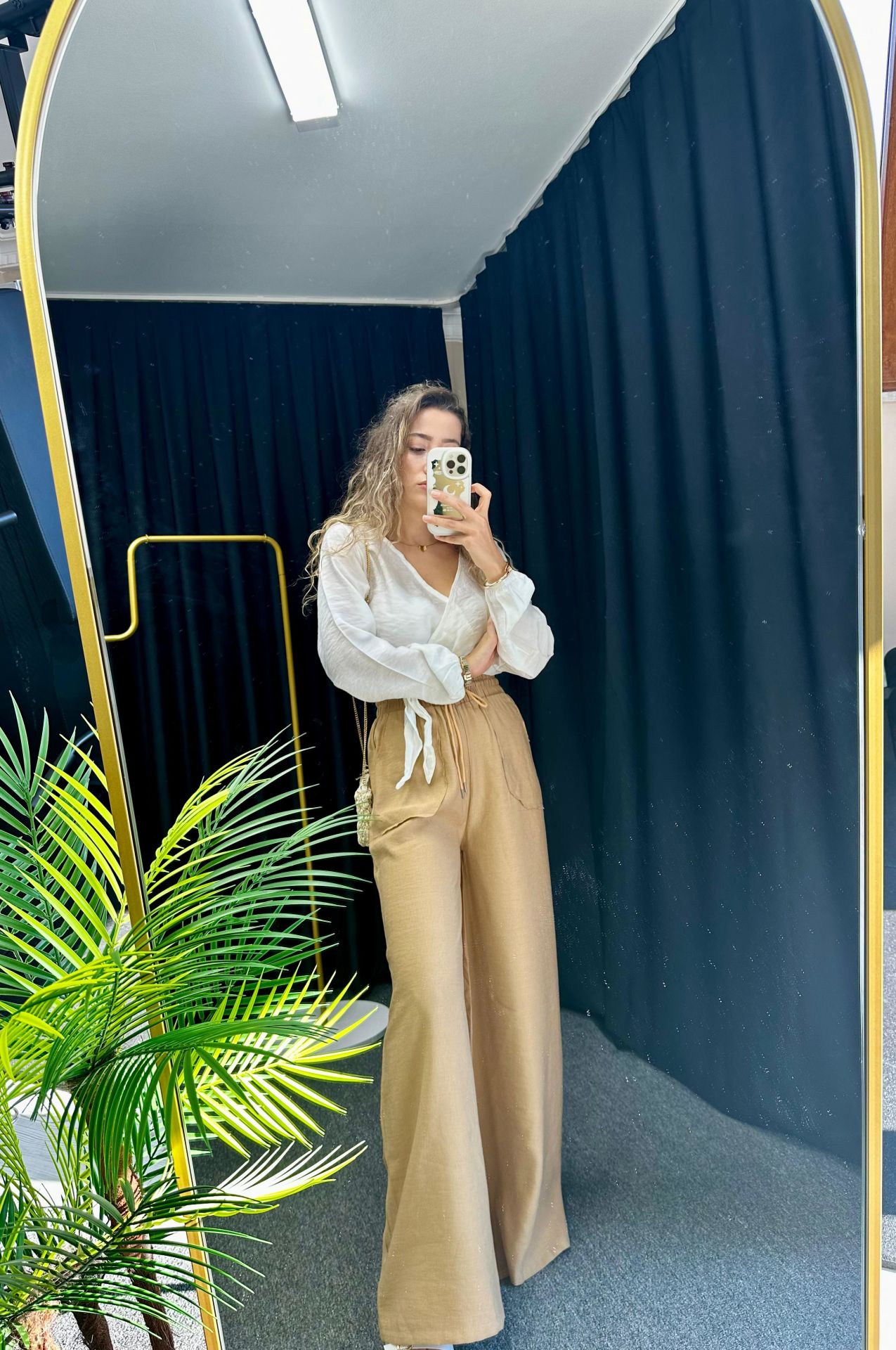 Camel Paçası Bol Pantolon