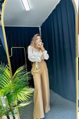 Camel Paçası Bol Pantolon