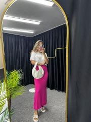 Pembe Yırtmaçlı Etek