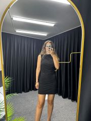 Omuz Ve Bel Drape Detaylı Elbise