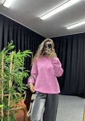 Pembe Renk 3 İplik Şardonlu Sweatshirt