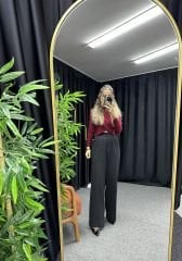 Siyah Düğmeli Palazzo