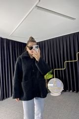Siyah Peluş Mont