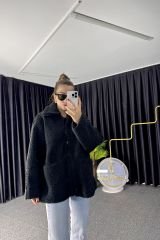 Siyah Peluş Mont
