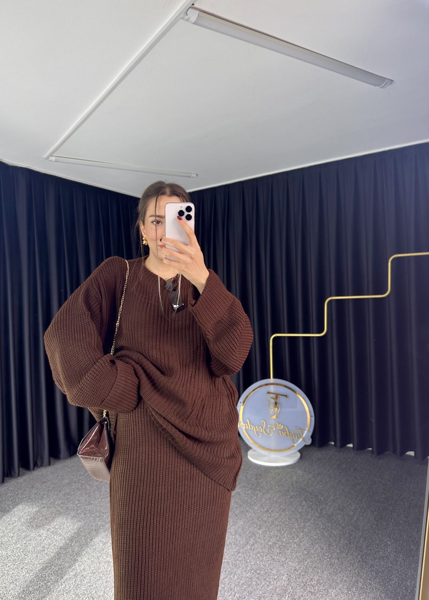 Kahve Etekli Triko Takım