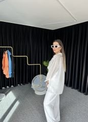 İpeksi Kumaş Beyaz  Omzu Düşük Gömlek