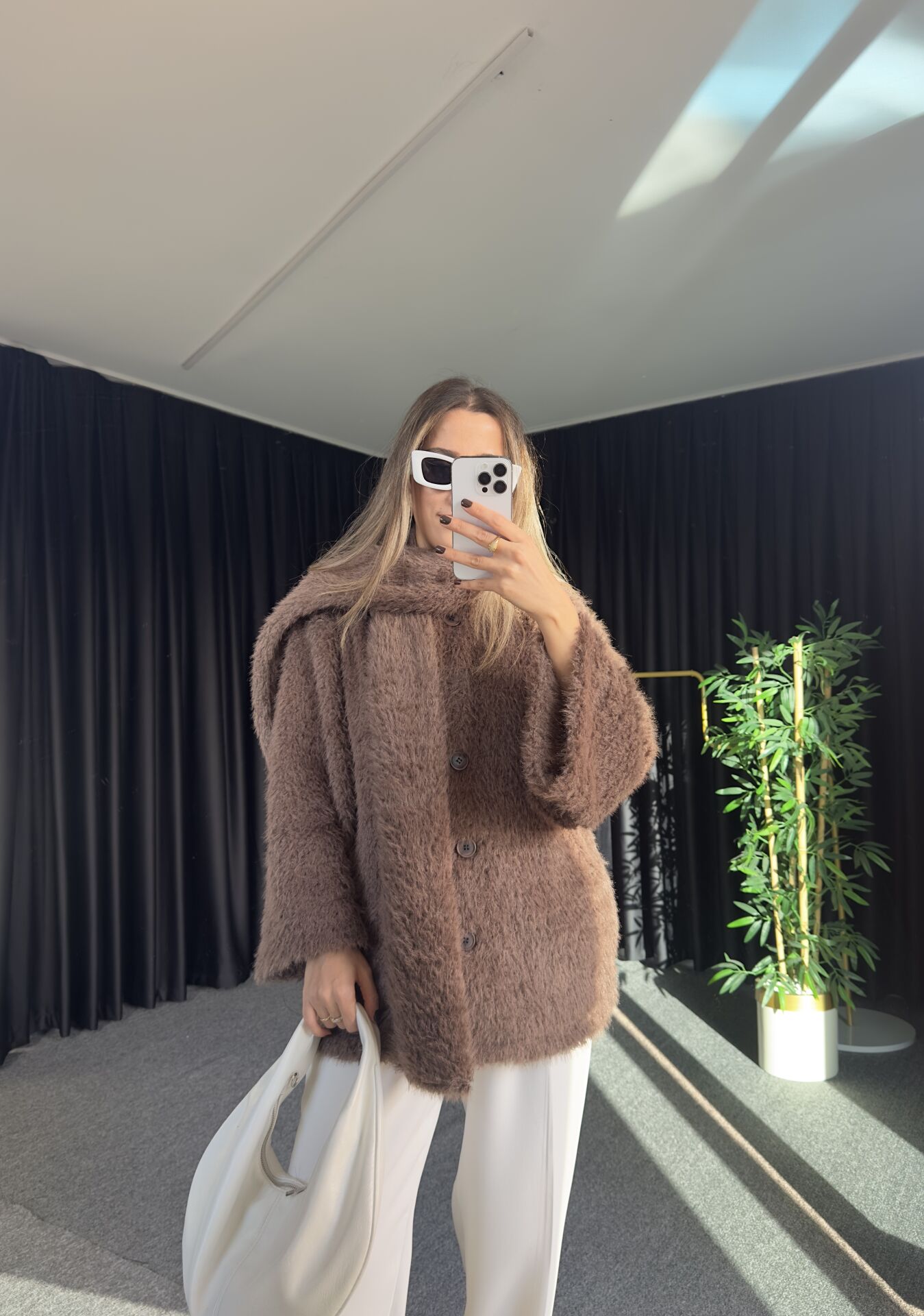 Premium Peluş Ceket Kahve