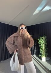 Premium Peluş Ceket Kahve