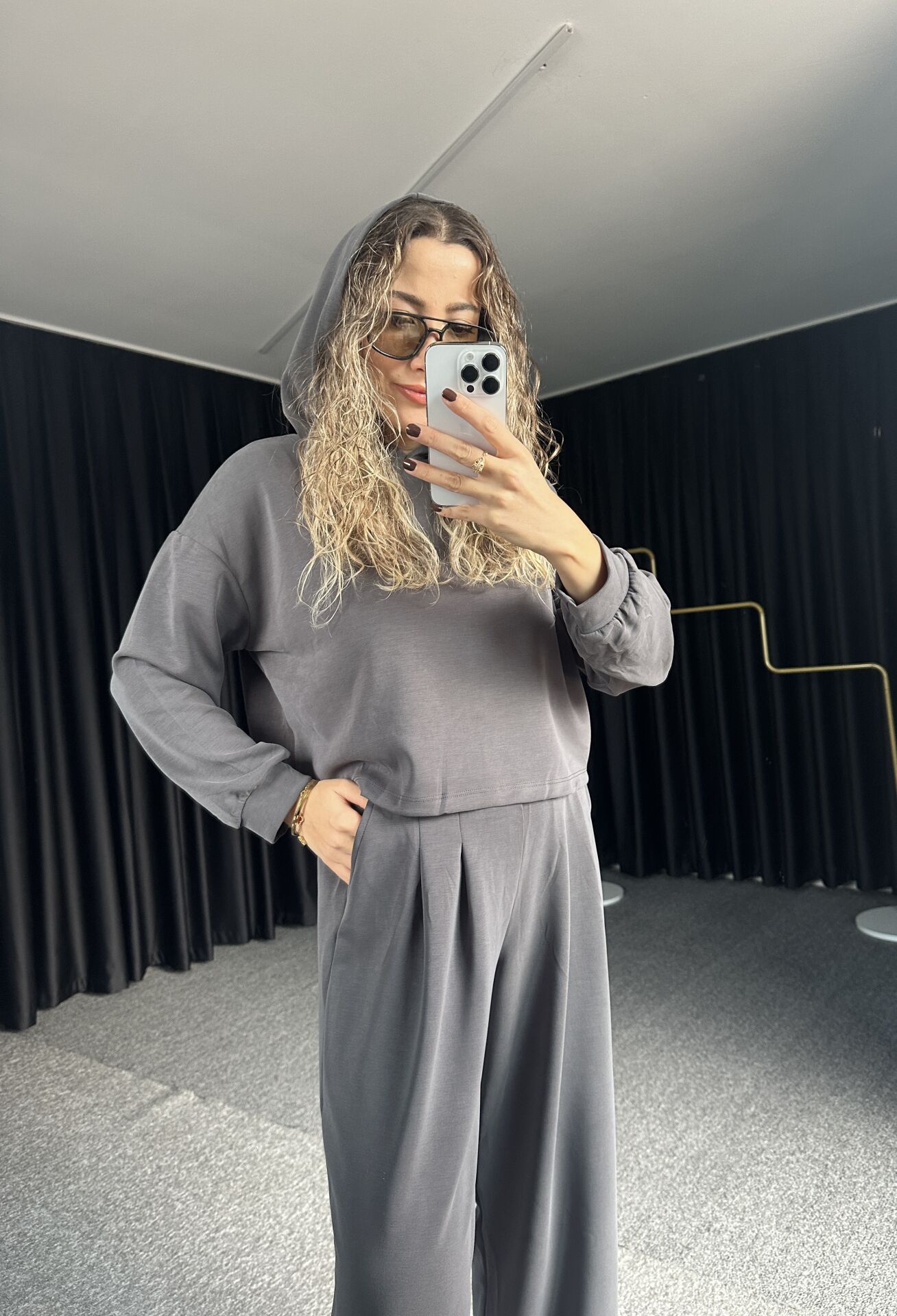 Modal Kumaş Sweat Eşofman Alt Takım Antrasit