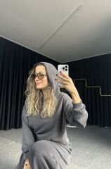 Modal Kumaş Sweat Eşofman Alt Takım Antrasit