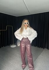 ORJİNAL ETİKETLİ BORDO DERİ PANTOLON