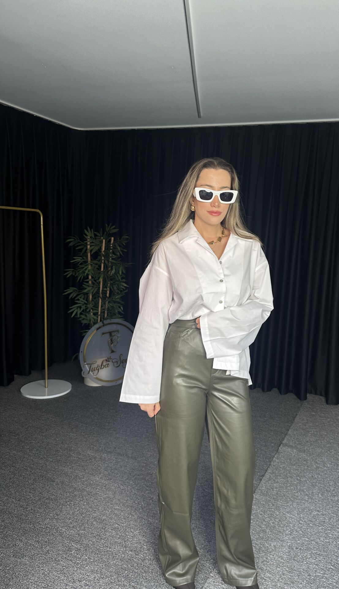 ORJİNAL ETİKETLİ YEŞİL DERİ PANTOLO