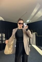 YANDAN BAĞCIKLI ASTARLI VİZON CEKET