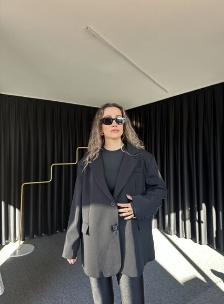 Massi Model Astarlı Blazer Siyah